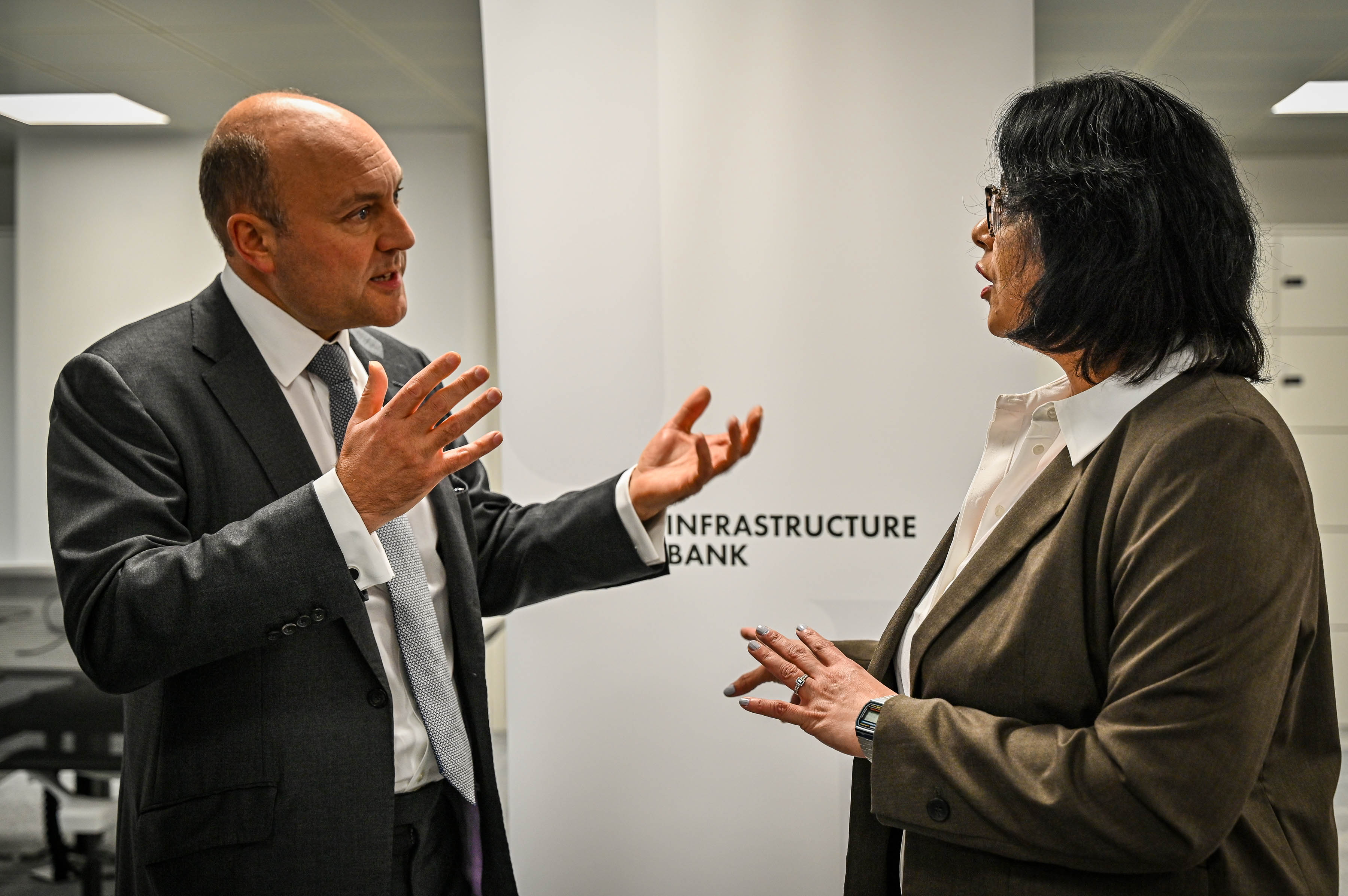 Man and Woman head to head talking